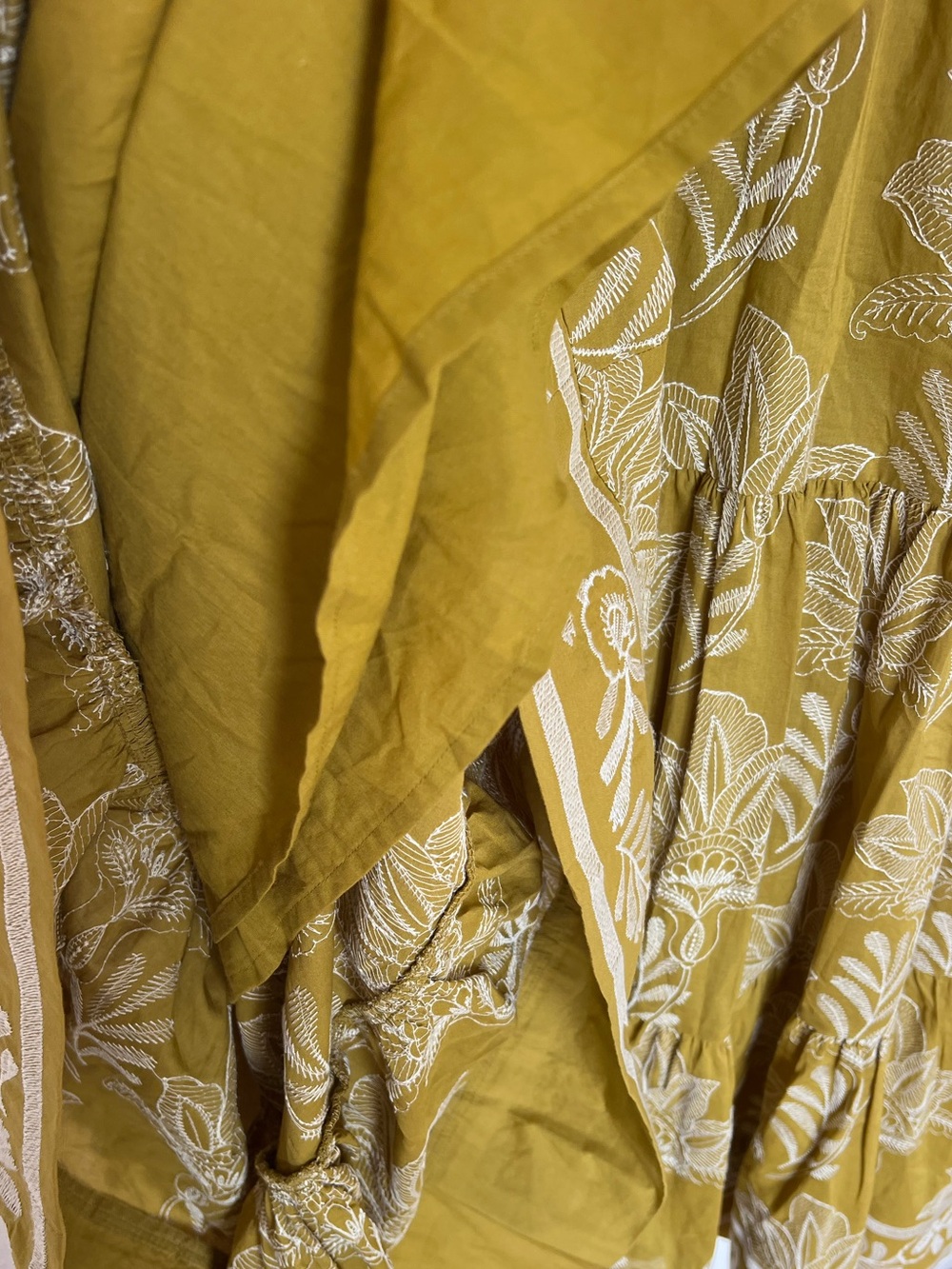 Embroidered Spartina 449 Dress Mustard Chartreuse Yellow Floral Midi Maxi XXL - Picture 11 of 14